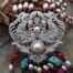 4Strands Pearl Garnet Necklace CZ Pendant Two
