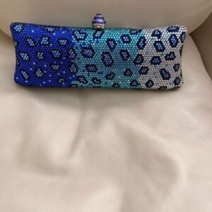 Animal print rhinestone party clutch two