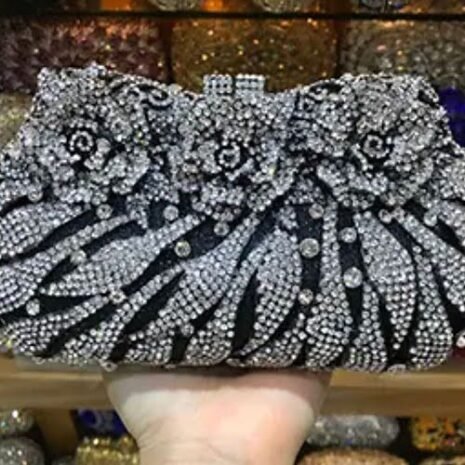Dazzling Rose purse Women Rhinestone Crystal Clutch Evening bag