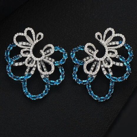 Blue-and Silver-ClasBlue and Silver Classy CZ Handmade Earrings Foursy-CZ-Handmade-Earrings-4 Blue and Silver Classy CZ Handmade Earrings Four