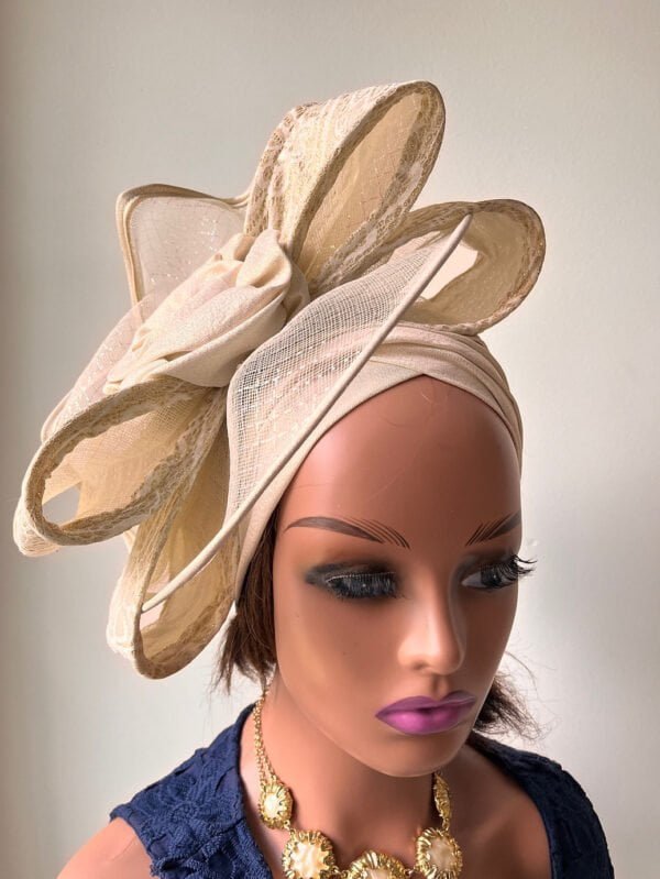 Champagne Bow Fascinator - Image 2