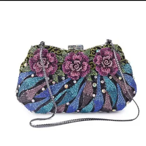 Dazzling Rose purse / Women Rhinestone Crystal Clutch / Evening bag - Image 2