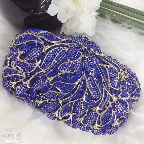 Elegant Blue Leaves Purse
