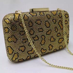 Embellished Leopard  Crystal Clutch.