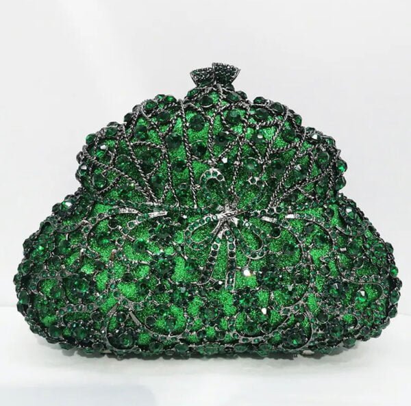 Bridal Wedding Clutch, Emerald green Crystal rhinestone purse.