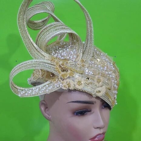 Exquisite Golden Flower Fascinator Side Exquisite Golden Flower Fascinator Side