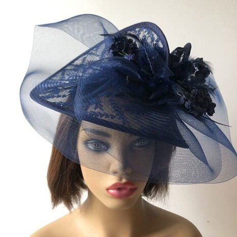 Floral Marsh Veiled Asymmetric Fascinator Three Floral Marsh Veiled Asymmetric Fascinator Three