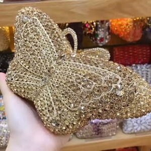 Gold butterfly crystal purse