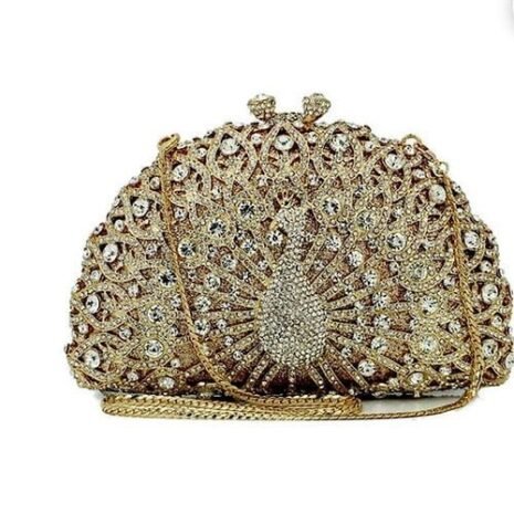 Gold Crystal Peacock Purse Three Gold Crystal Peacock Purse Three