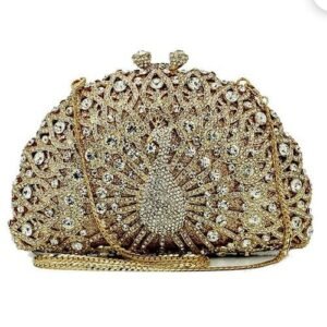 Gold Crystal Peacock Purse