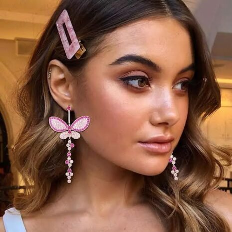 Moda Butterfly Gem Dangling Earring Two Moda Butterfly Gem Dangling Earring Two