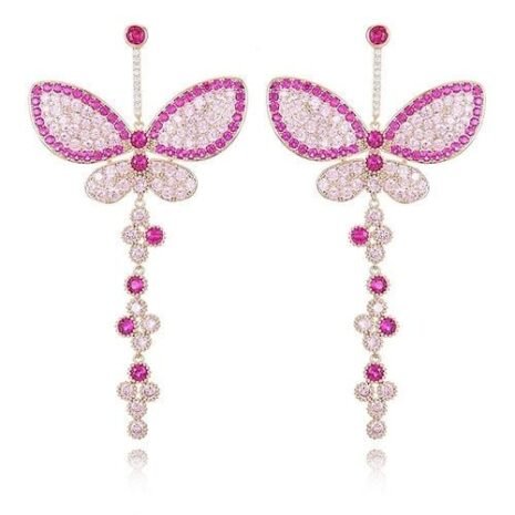 Moda Butterfly Gem Dangling Earring Three Moda Butterfly Gem Dangling Earring Three