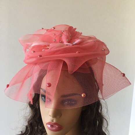 Pink Straw Fascinator