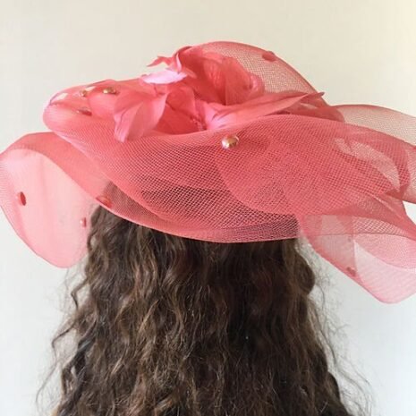 Pink Straw Fascinator Back View Pink Straw Fascinator Back View