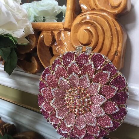 Pink Floral Leaves Crystal Purse Two Pink Floral Leaves Crystal Purse Two