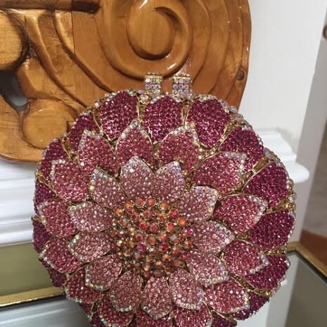 Pink Floral Leaves Crystal Purse Three Pink Floral Leaves Crystal Purse Three