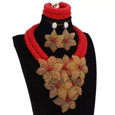 Red and Gold African Signature Sets Three African Signatures Sets