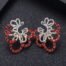 Red and Silver Classy CZ Handmade Earrings