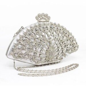 Silver Peacock Rhinestone Purse