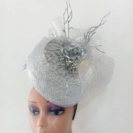 Silver Sinamay Fascinator