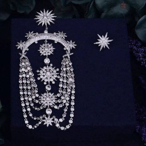 Silver Stars Chandelier Earring Two Silver Stars Chandelier Earring Two