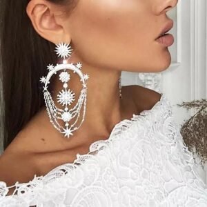 Silver Stars Chandelier Earring