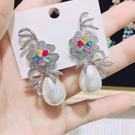 Silver Teardrop Pearl Earring Two Silver Teardrop Pearl Earring Two