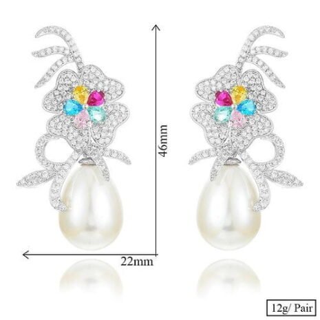 Silver Teardrop Pearl Earring Three Silver Teardrop Pearl Earring Three