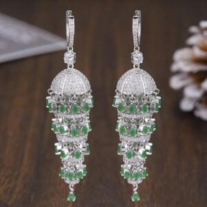Silver and Green Chandelier Earring