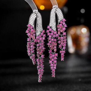 Silver and Purple Cubic Zirconia Earrings