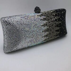 Silver and Black Ombre Crystal Clutch