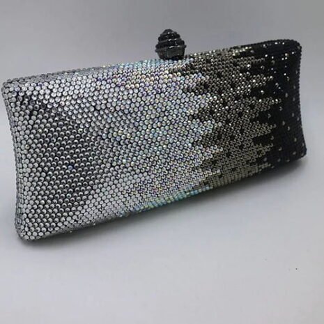 Silver and Black Ombre Crystal Clutch