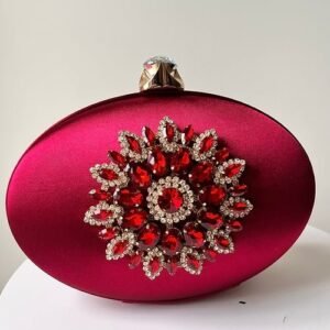 Wine Peacock Diamante Purse