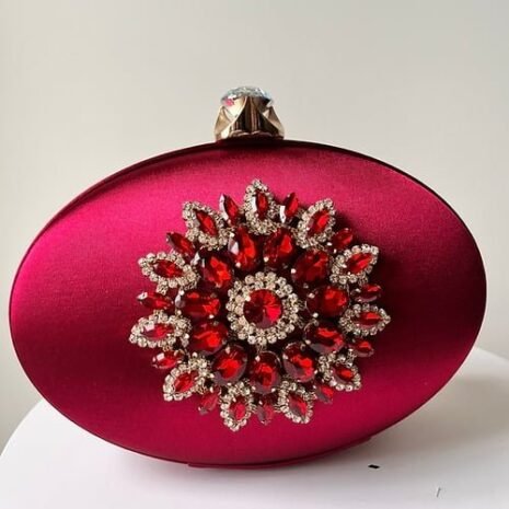 Wine Peacock Diamante Purse