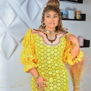Yellow Lace Caftan African Dress