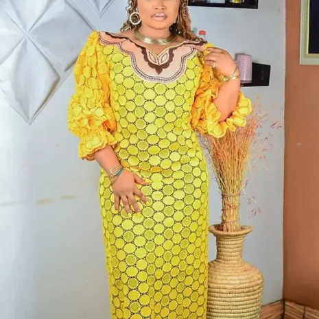 Yellow Lace Caftan Gown Yellow Lace Caftan Gown
