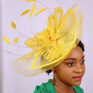 Yellow feather Fascinator