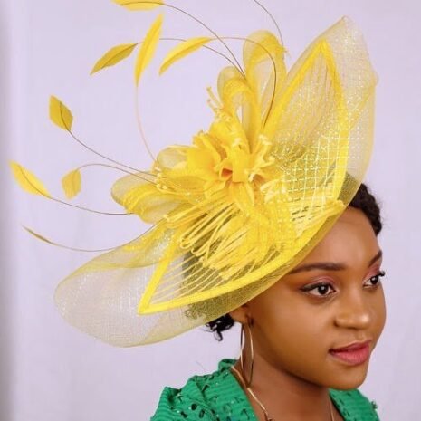 Yellow feather Fascinator