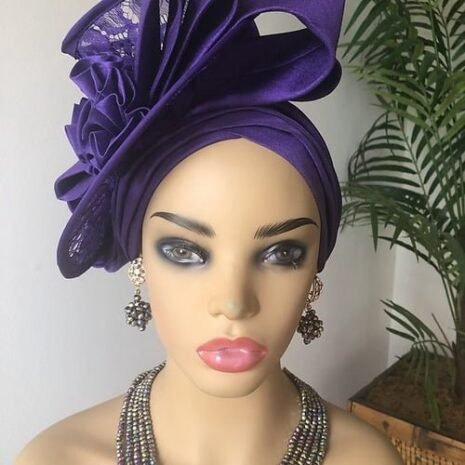 Ada Purple Fascinator Turban Three Ada Purple Fascinator Turban Three