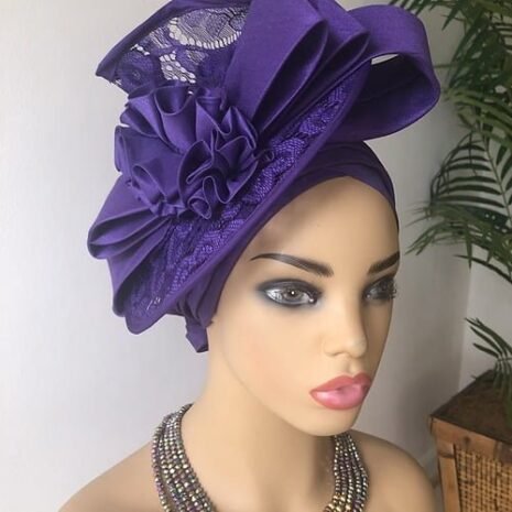 Ada Purple Fascinator Turban