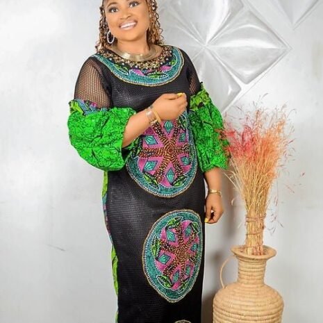 African Ankara Lace Caftan