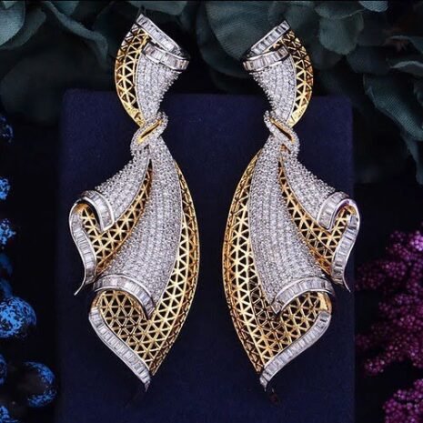 Gold and Silver Netted Ribbon Earrings