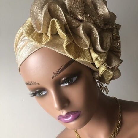 Gold Emily fascinator Turban Two Gold Emily fascinator Turban Two