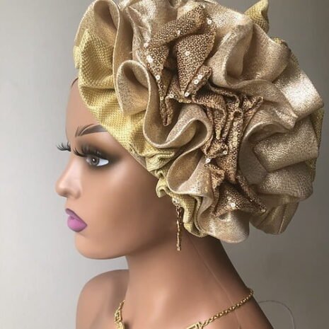 Gold Emily fascinator Turban Three Gold Emily fascinator Turban Three