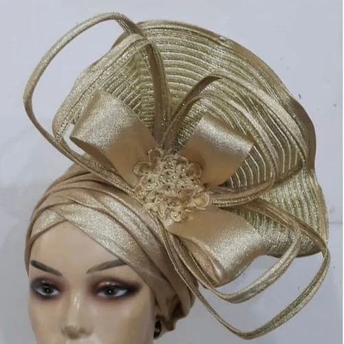 Gold fascinator Bow Turban One