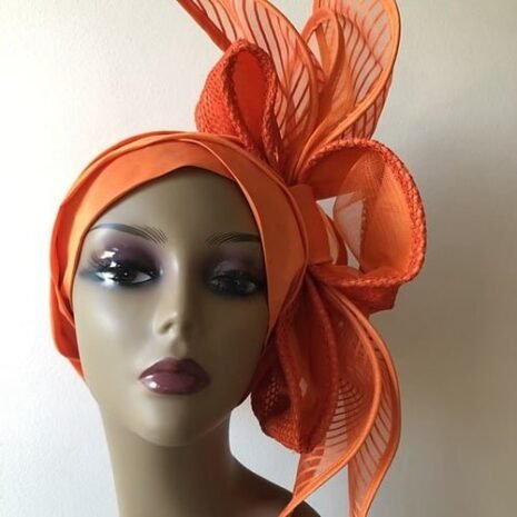 Orange Comfort Fascinator Turban Five Orange Comfort Fascinator Turban Five