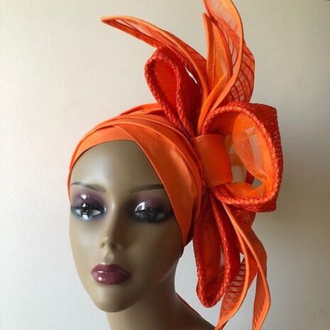 Orange Comfort Fascinator Turban Six Orange Comfort Fascinator Turban Six