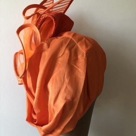 Orange Comfort Fascinator Turban Back View Orange Comfort Fascinator Turban Back View