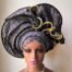 Pre Tied Silver Gold Auto Gele African Headpiece Two
