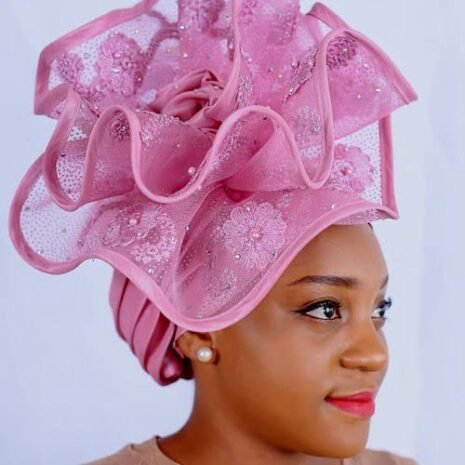 Rose Fascinator Turban Back View Five Rose Fascinator Turban Back View Five